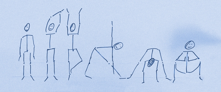 Sharpie drawing of a yoga sequence ©Joy Stauber