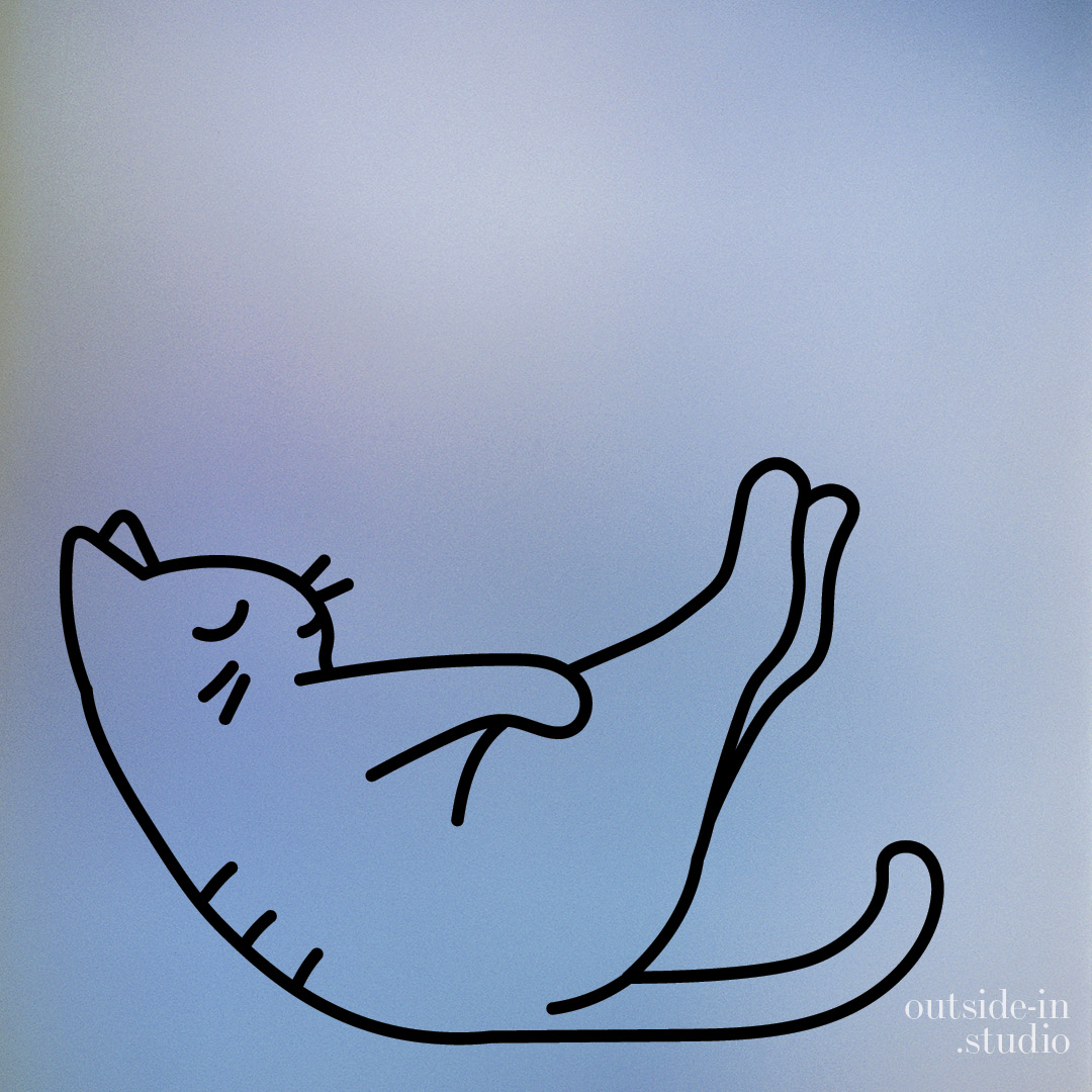 drawing of a cat in a gentle yoga pose