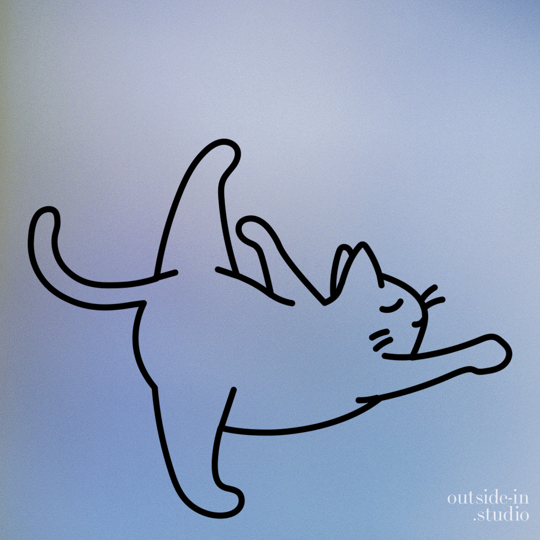 drawing of a cat doing yoga