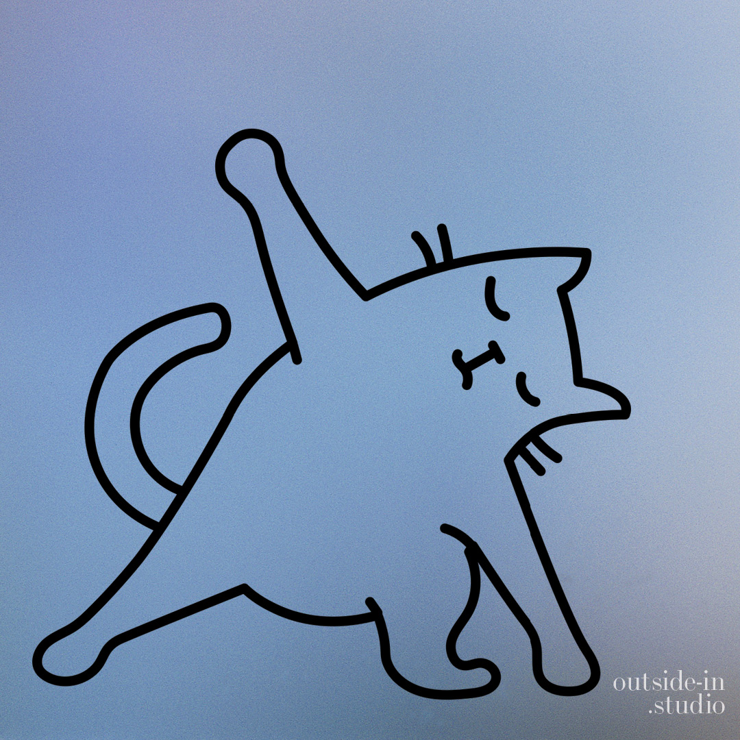 drawing of a cat in triangle pose